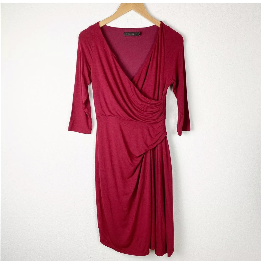 The Limited cranberry red faux wrap dress H - Picture 7 of 11